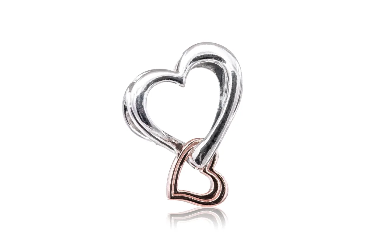 PANDORA PANDORA Two-tone Openwork Infinity Heart Charm Silver 14k Rose Gold — product photo