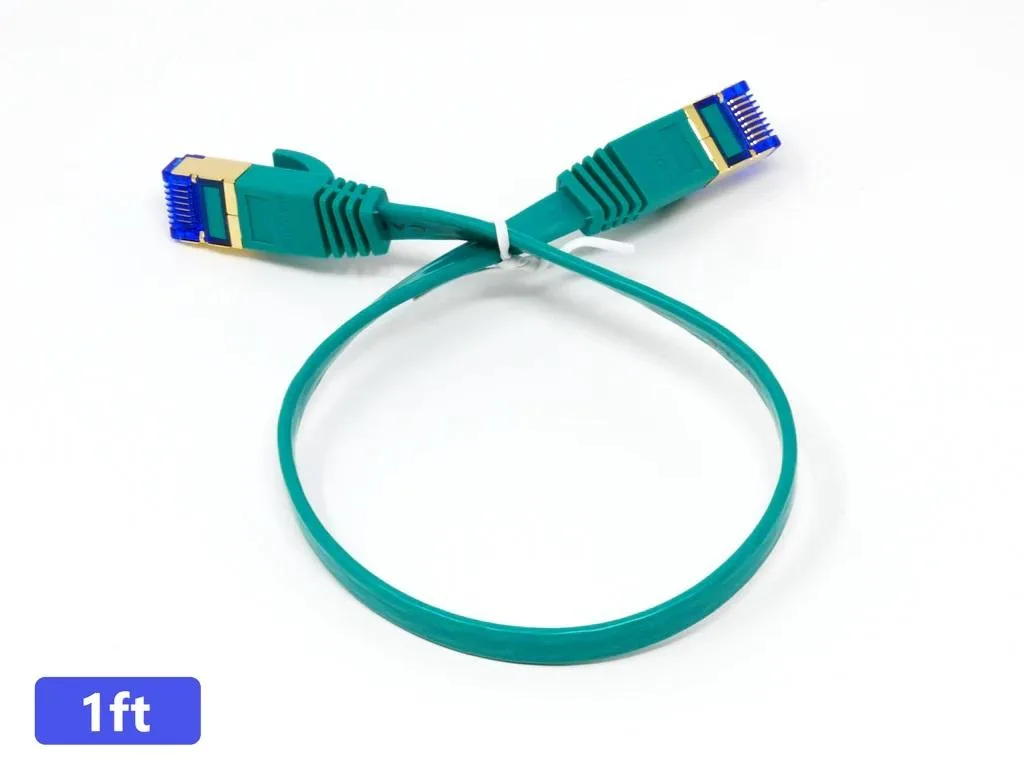 QualGear QualGear QG-CAT7R-1FT-BLK Cat 7 Ethernet Cable 1 ft Green Flat — product photo