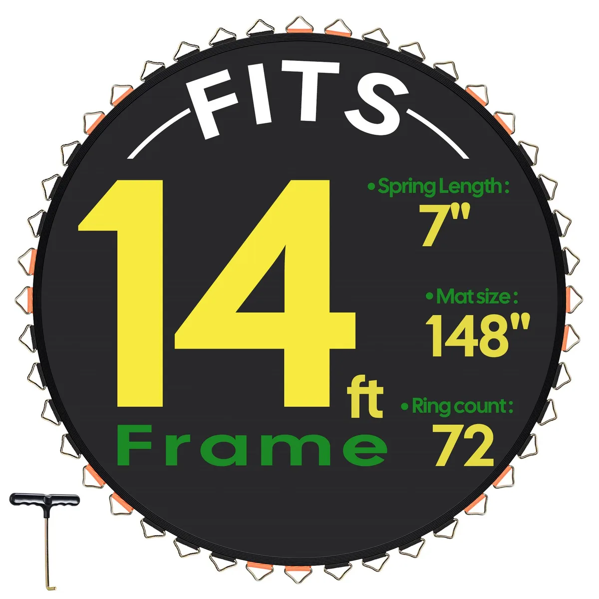 Yescom USA, Inc. Yescom USA, Inc. 09TMT001-14F-72R-7IN 14ft 72-ring 7in spring replacement mat fitness accessory — product photo