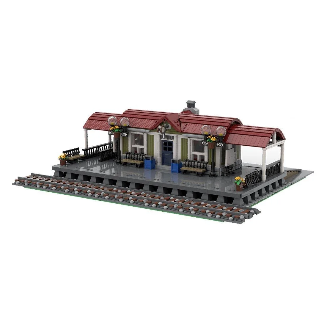 ZITIANYOUBUILD ZITIANYOUBUILD MOC-92280 Curved Roof Train Station 3348 Parts — product photo