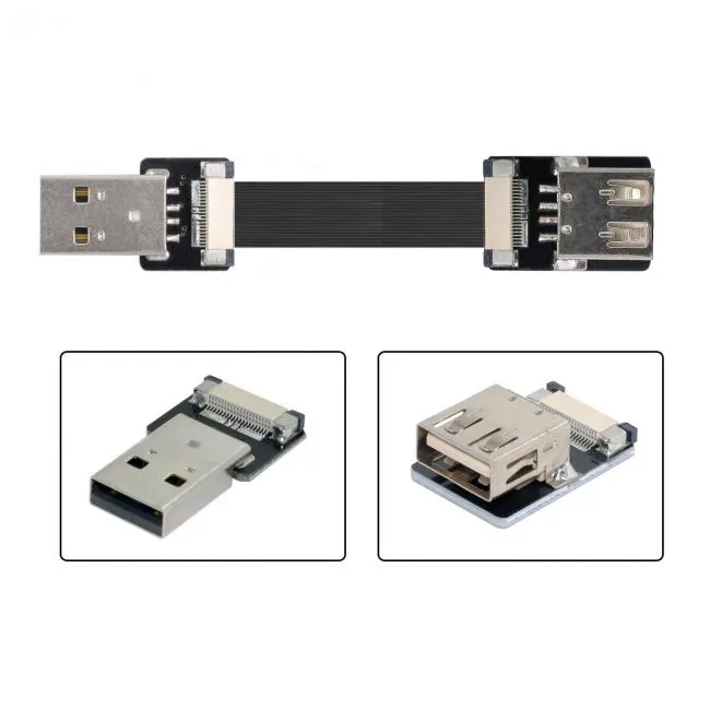 Cablecc Cablecc USB 2.0 Type-A Male-Female Extension Flat FPC Cable 10-200cm — product photo