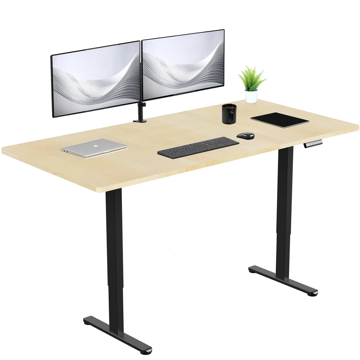 VIVO VIVO Electric Dual Motor Standing Desk 71 x 36 Light Wood Black Frame — product photo
