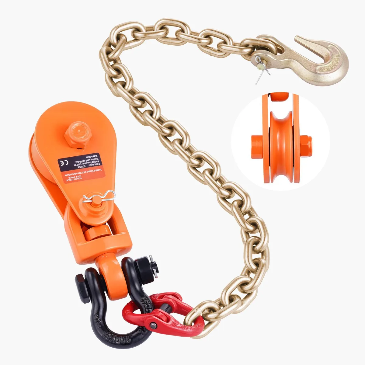 VEVOR VEVOR 2 Ton Snatch Block G80 Chain 3" Sheave 3/8" Wire Rope — product photo