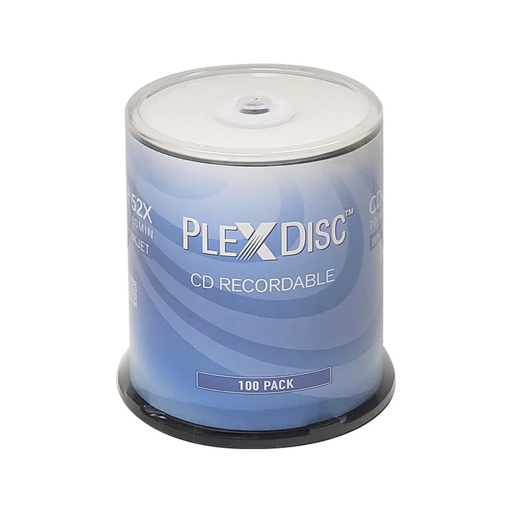 PlexDisc Inc. PlexDisc Inc. 631-205-BX 52X 700MB White Inkjet Hub Printable CD-R 100 Packs — product photo