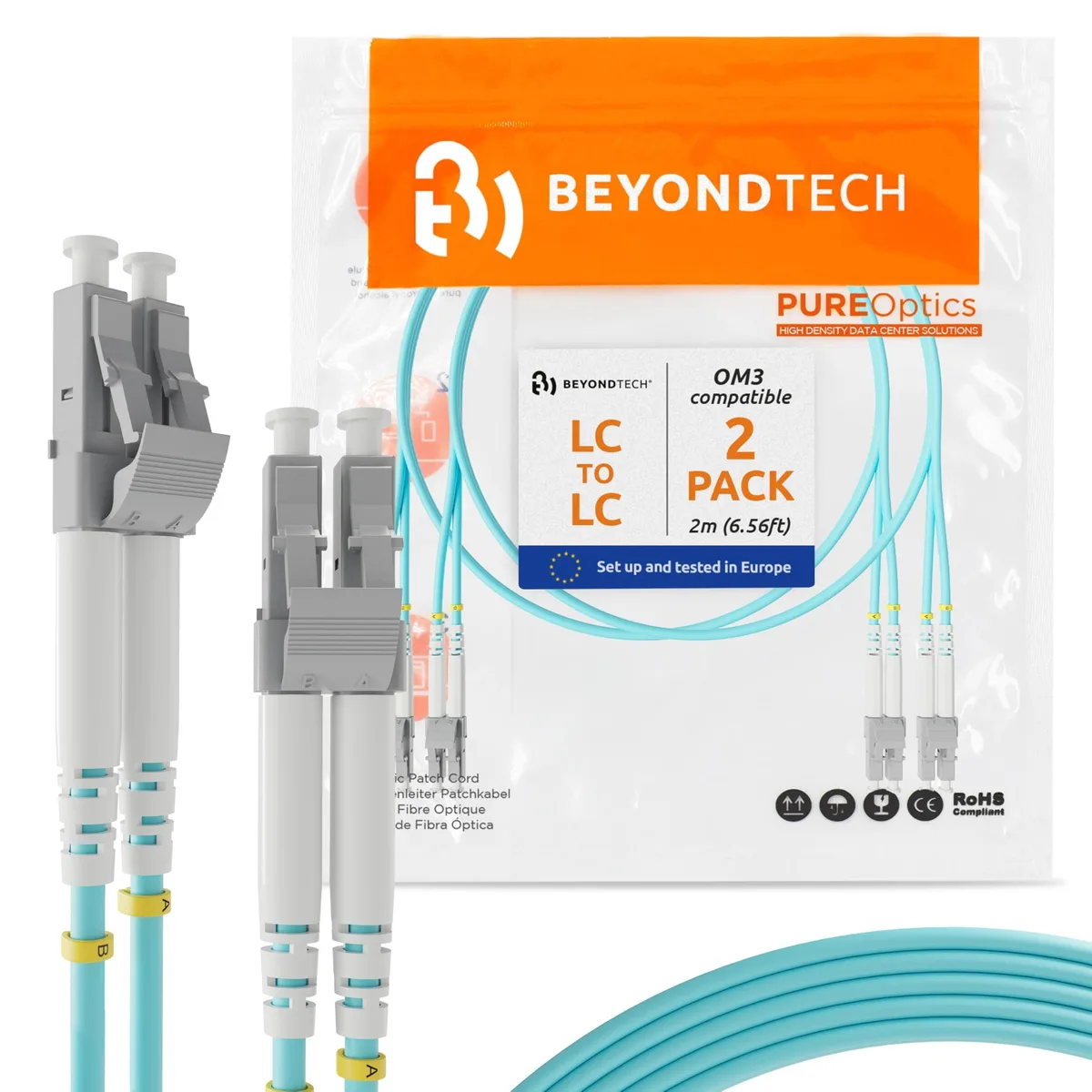 Bolton Technical Bolton Technical LC-LC OM3 Duplex Patch Cable 2m 50/125 2-Pack 2 in 1 accessory — product photo