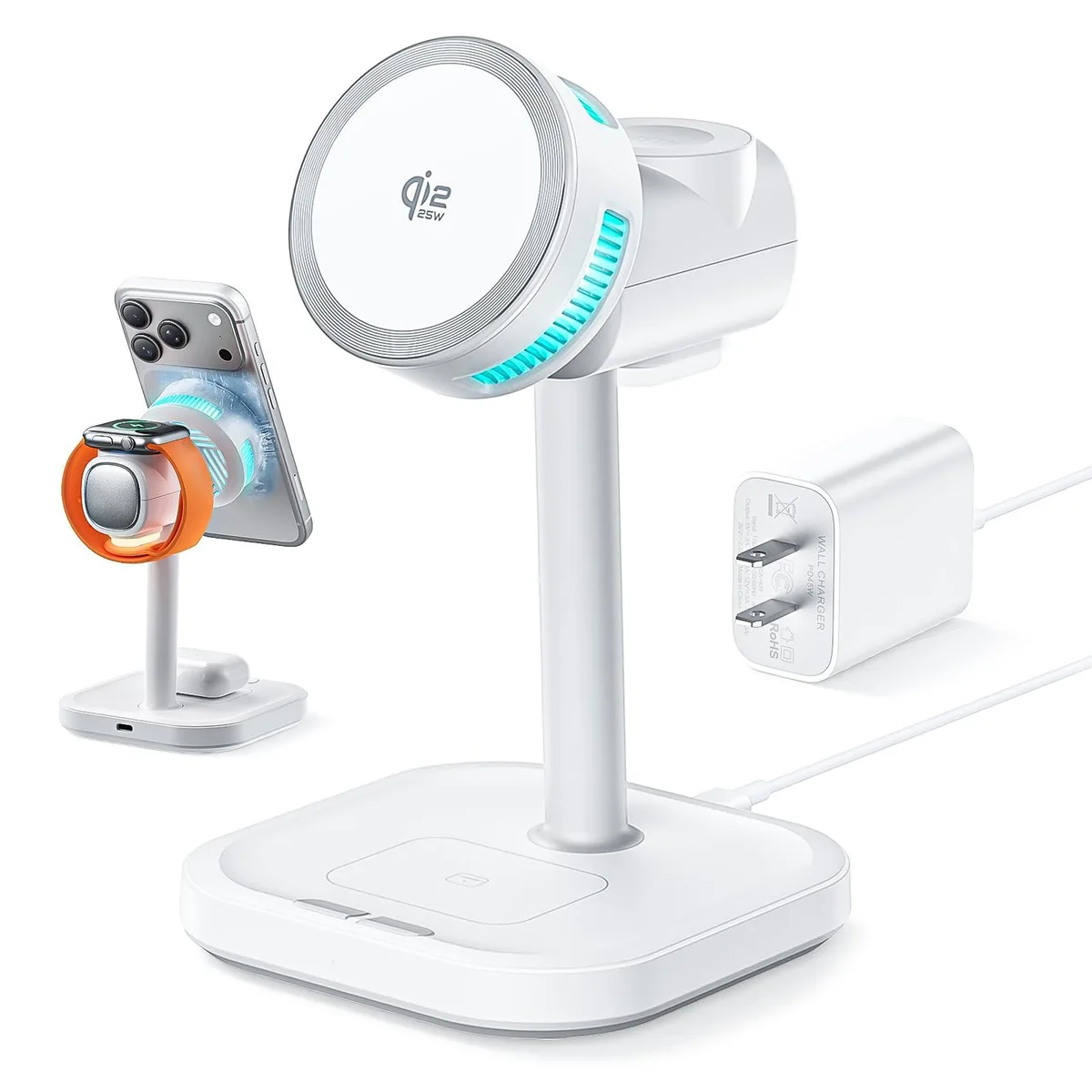  QUZUDN T9 Qi2.2 25W 4-in-1 Wireless Charger with TEC Cooling White — product photo