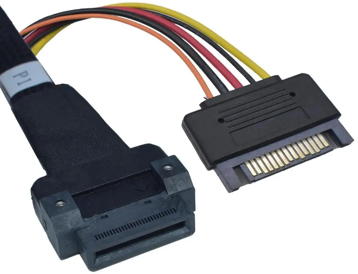 Vszerda Vszerda PCIe 5.0 MCIO x8 to 2 EDSFF E1 E3 Cable 15P Power 65 cm — product photo