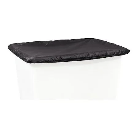 Black vinyl cover with elastic hem, rectangular 34 by 24 inches