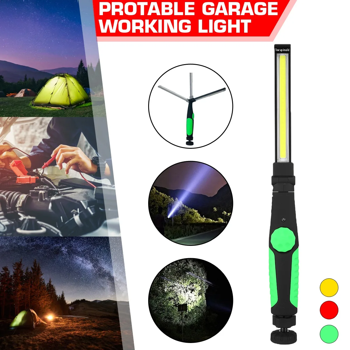 Group Other Group Other Portable COB LED Work Light 410 Lumens Green fitness accessory — product photo