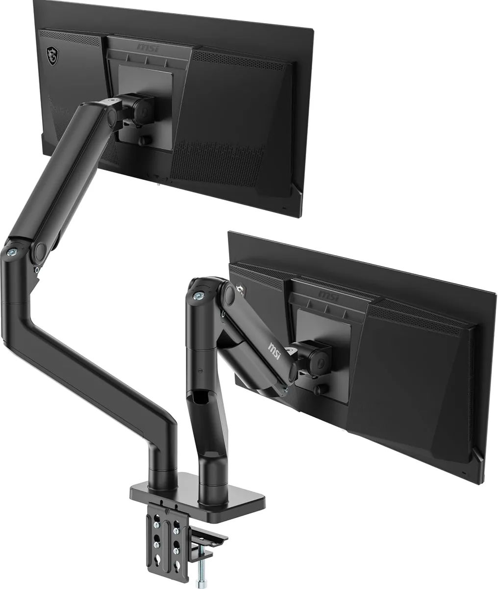 MSI MSI MAG MT201D Dual Monitor Arm 17-45" 44 lbs VESA 75/100 Clamp Grommet Black — product photo
