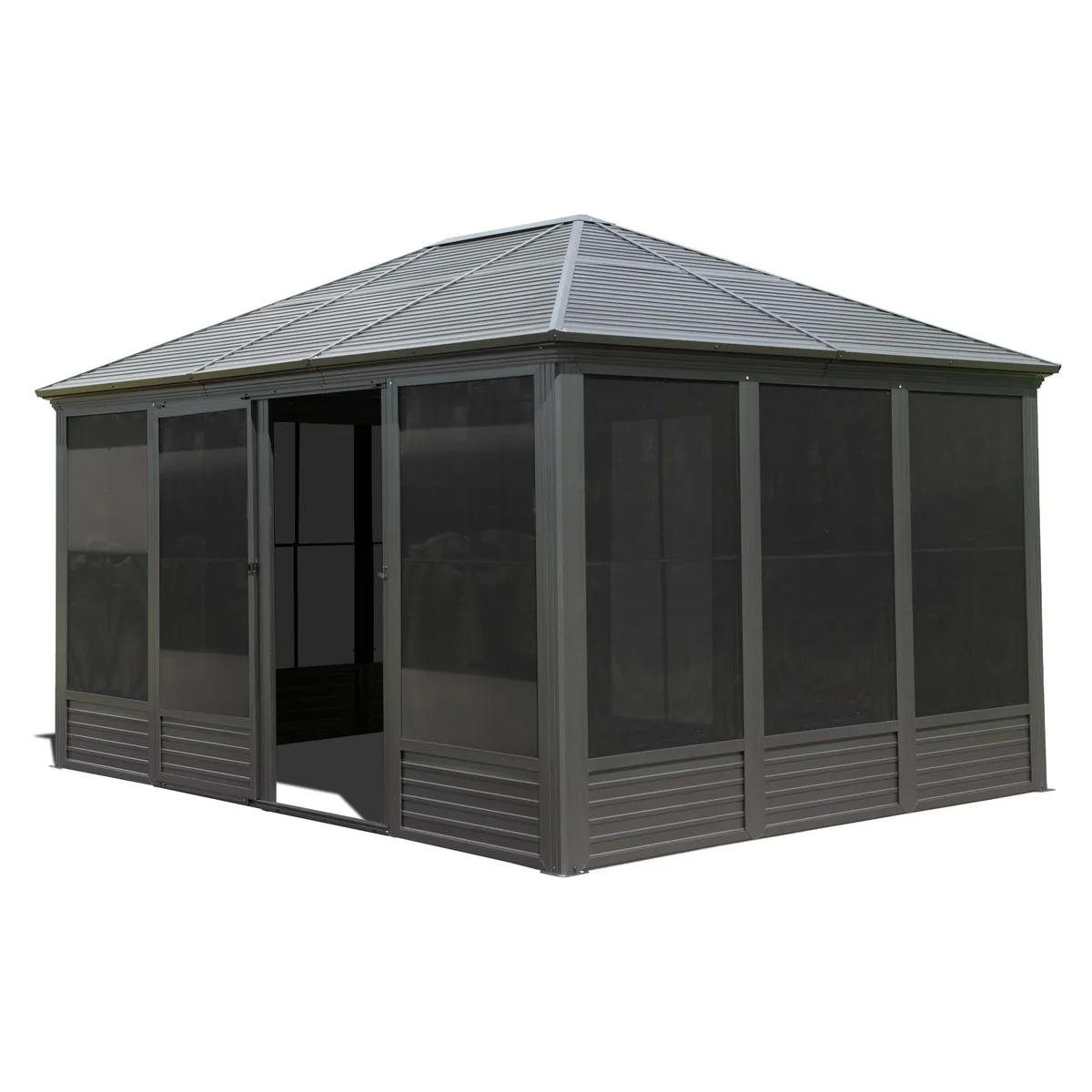 tuphen tuphen 11.2x14.6FT Gray Aluminum Trellis with Steel Roof — product photo