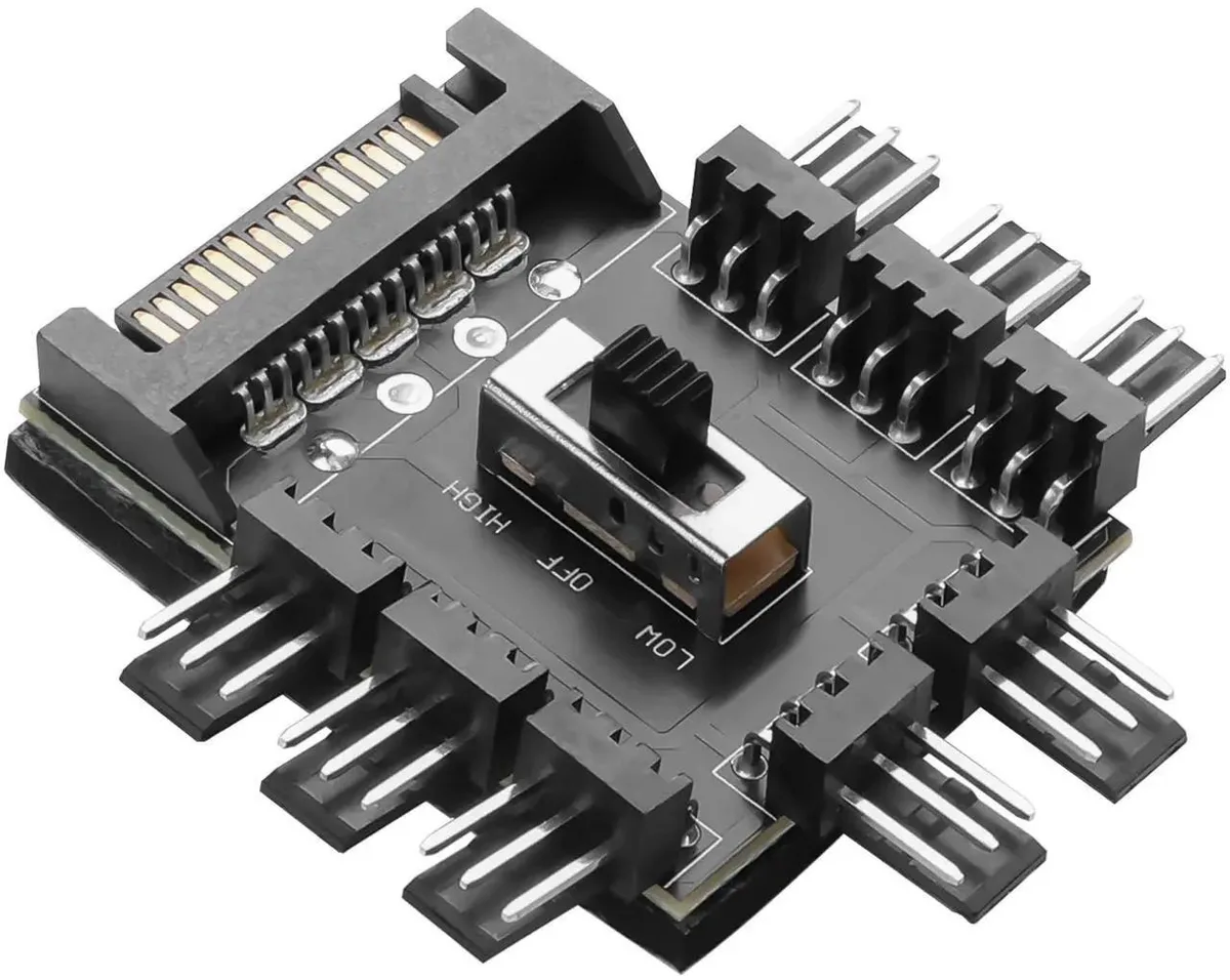 Vszerda Vszerda SATA 3 Pin Fan Hub 1 to 8 12V Black 11g — product photo