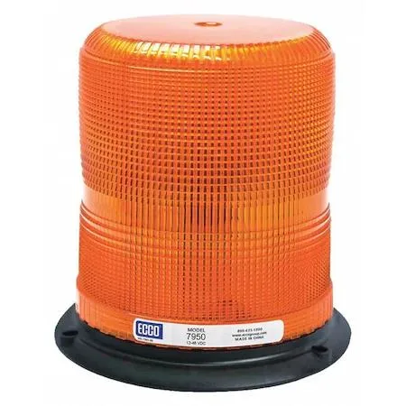 Amber LED beacon, seven inch dome, permanent mount, hardwired