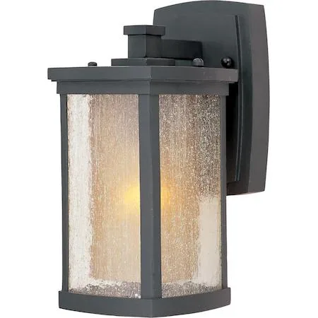 Bronze outdoor wall sconce with seedy and Wilshire glass, 5.25 inches wide