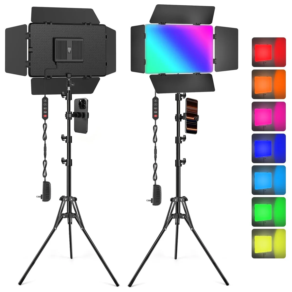  Kewaiaa CL-C20-B2pack 2-Pack RGB LED Video Light Kit 63" Tripod — product photo