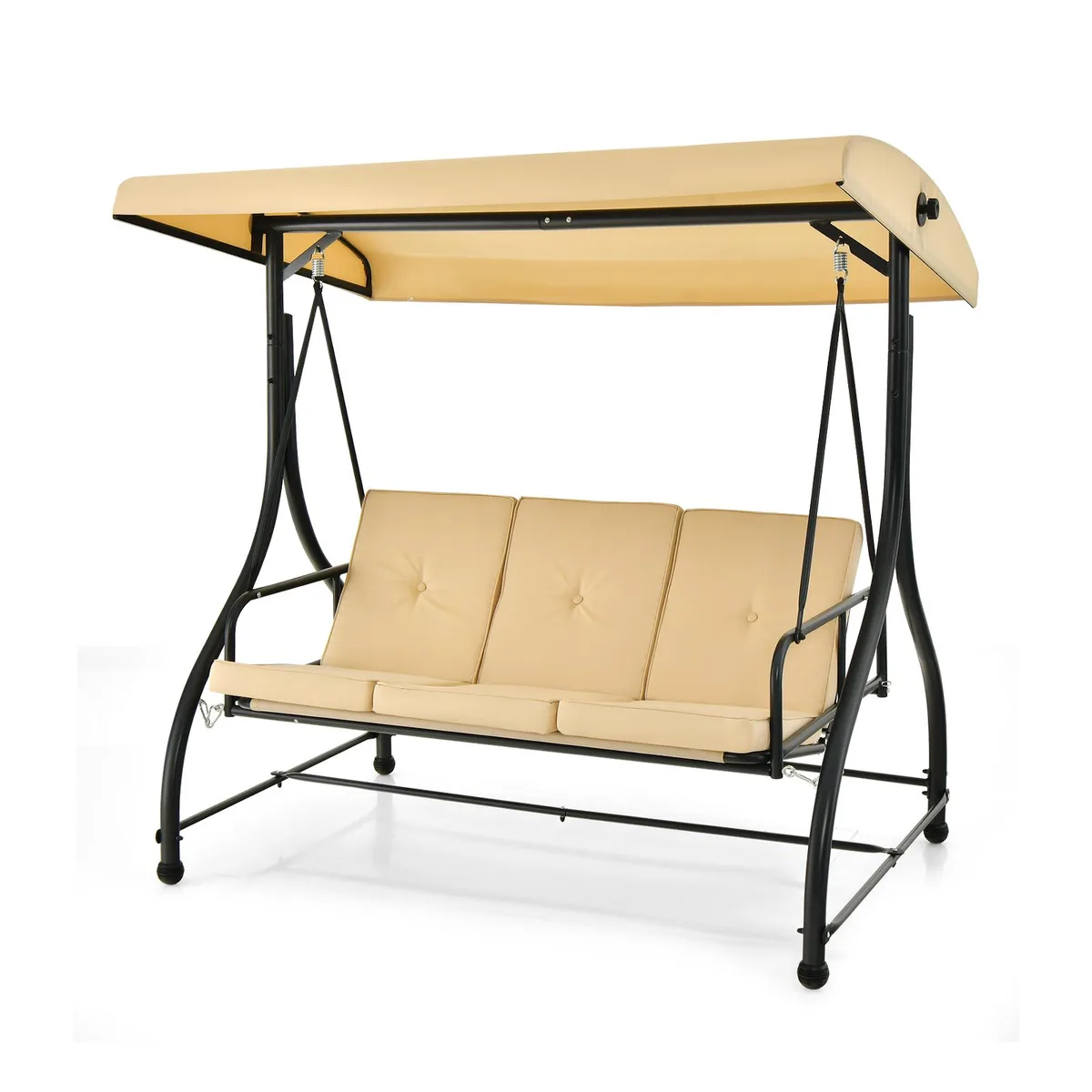SlickBlue SlickBlue 3-Seat Porch Swing Beige Adjustable Canopy 71x47x70in 68lb — product photo