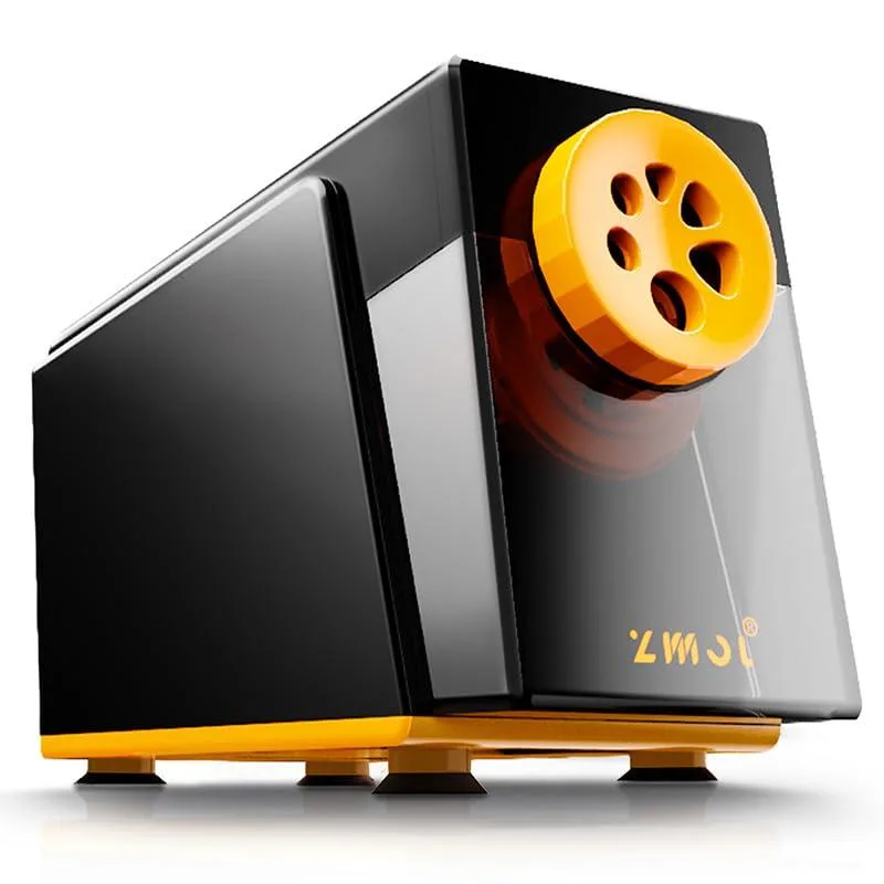 Black corded electric pencil sharpener with ABS housing and stainless steel blade