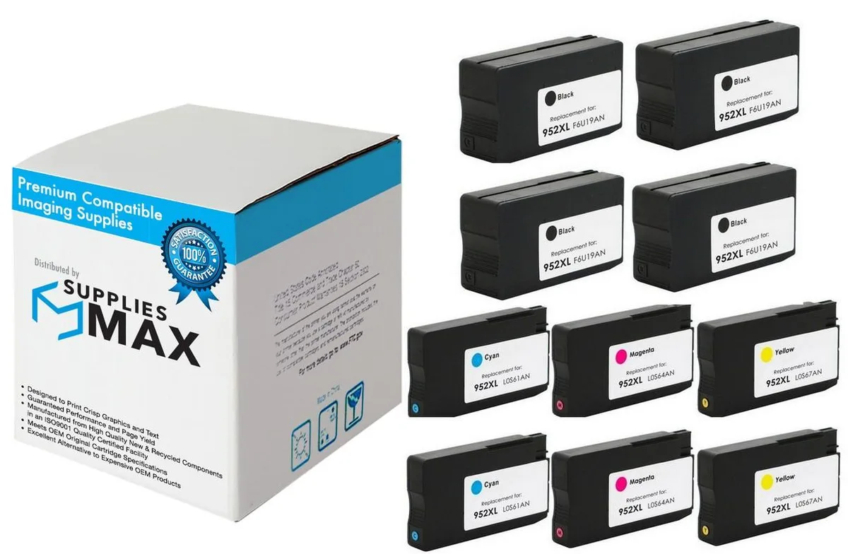 SuppliesMax SuppliesMax HP 952XL High Yield Inkjet Combo Pack 4BK 2CMY 2000 Pages — product photo