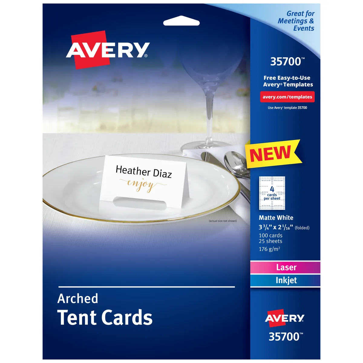 Avery Avery 35700 Arched Die-Cut Tent Cards 65 lbs 100 Cards — product photo