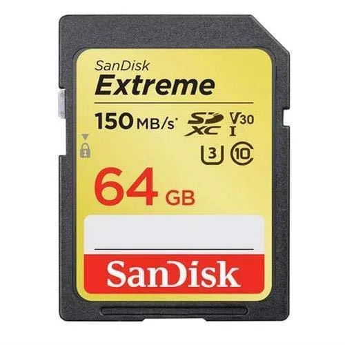 SanDisk SanDisk Extreme 64GB SDXC UHS-I U3 memory card — product photo