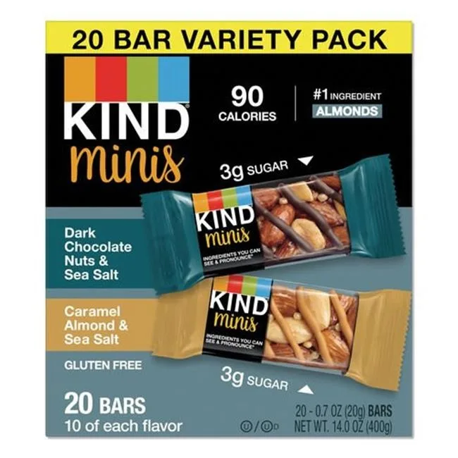 KIND Healthy Snacks KIND Healthy Snacks 27964 Minis Dark Chocolate Nuts Sea Salt Caramel Almond 20pk .7oz — product photo