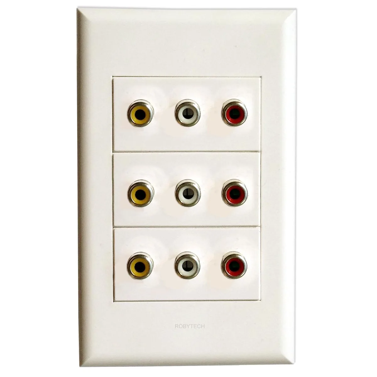 Roby Technology Co., Limited Roby Technology Co., Limited FacePlates 3 RCA Wall Plate White 118x72mm — product photo