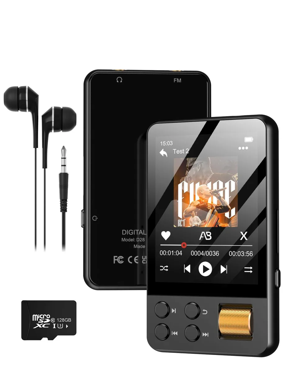 AGXOV D28 128GB MP3 Player Bluetooth 5.4 2.4" Black — product photo
