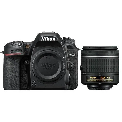 Nikon International Nikon International D7500 20.9MP DSLR Camera Body + 18-55mm f/3.5-5.6G VR AF-P DX Lens — product photo