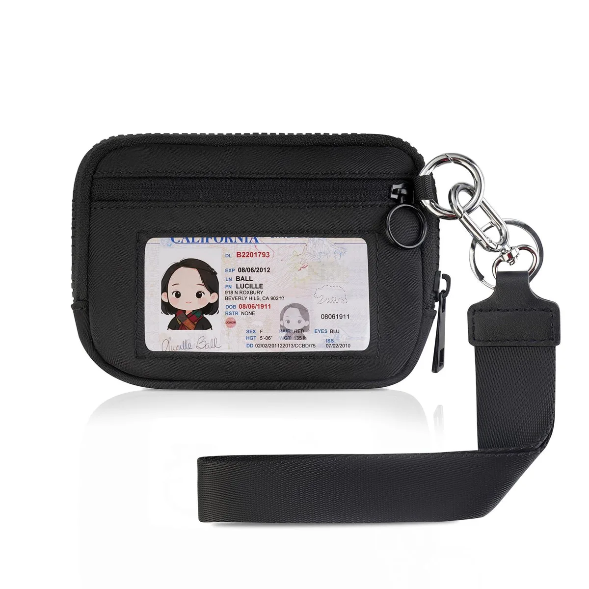  VUTUXA Iris KeyChain Wristlet Wallet Zip Card Case ID Window — product photo
