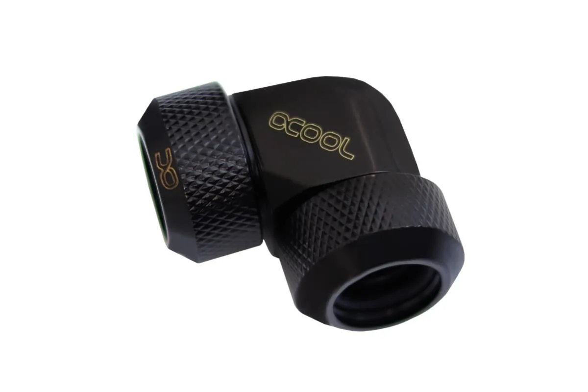 Alphacool Alphacool 1013352 Eiszapfen 13mm 90° Hard Tube Fitting Deep Black Brass — product photo