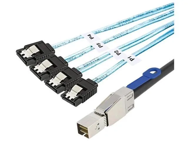 Fervit Fervit Mini SAS HD SFF8644 IC Chip to 4 SATA 7Pin Fanout Cable 28AWG 1M — product photo