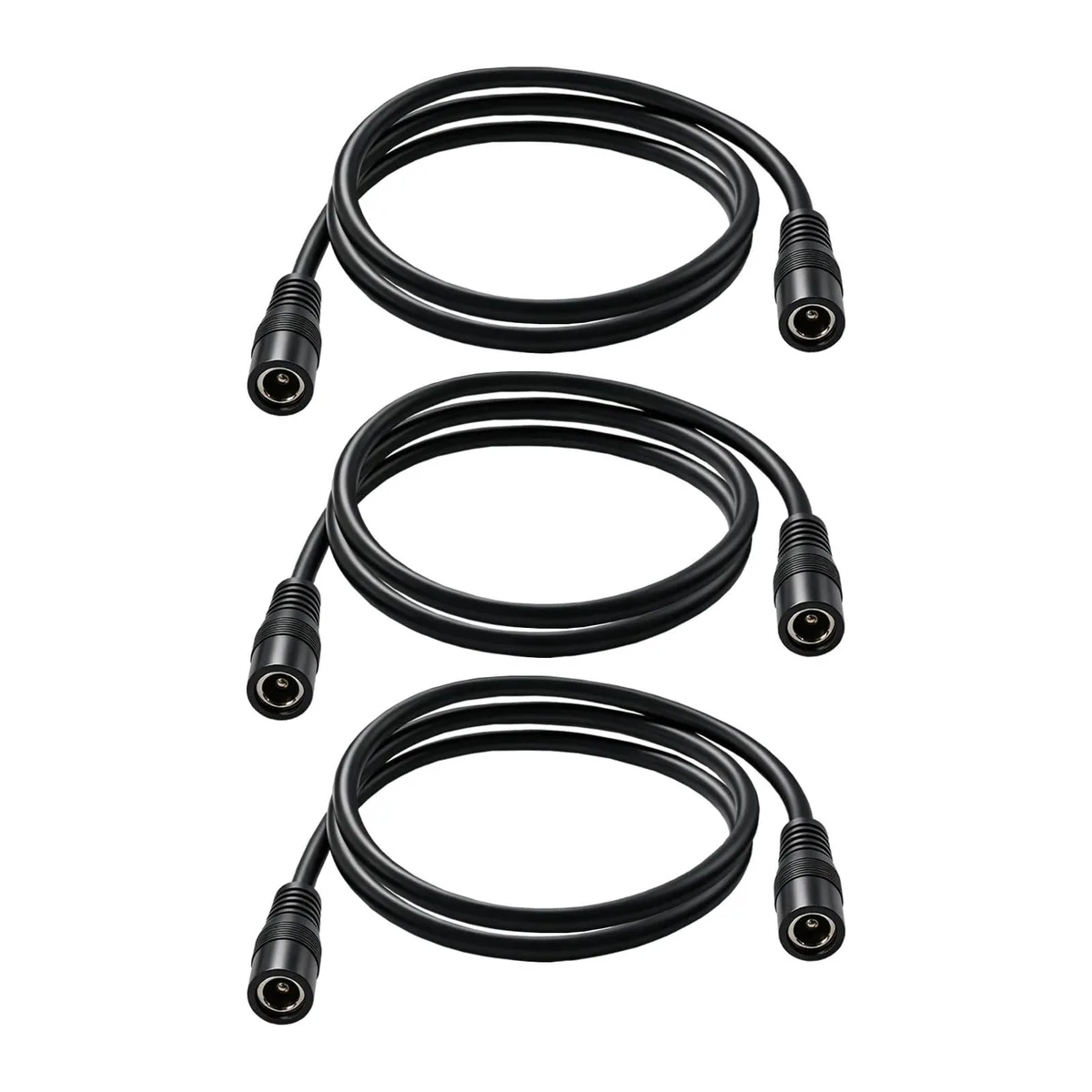  GGIPOWY 5.5mm x 2.1mm DC Power Extension Cord 18AWG Female to Female 3.3FT 3-Pack — product photo