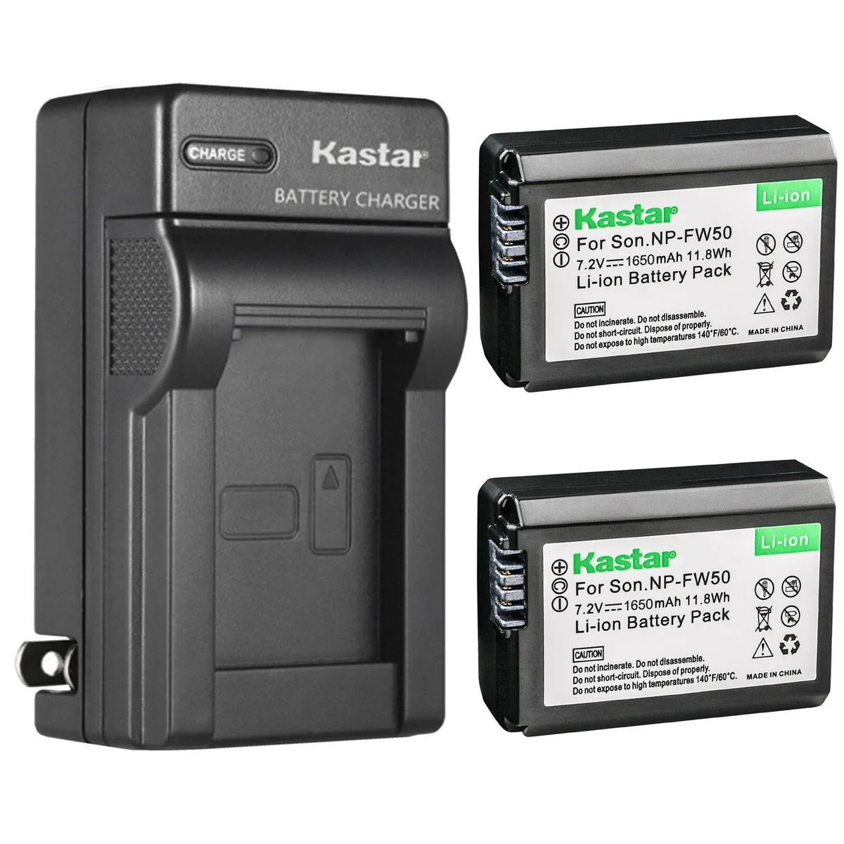 Kastar Kastar NP-FW50 2-Pack Battery &amp; AC Wall Charger for Pixii A1571 A2572 Hasselblad Lunar Mirrorless — product photo
