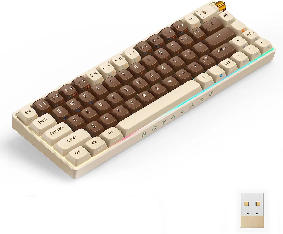 BFKK BFKK 67 Keys TKL Hot Swappable Gaming Keyboard Bluetooth 5.0 2.4G 22 RGB 170h 2100mAh Lava Brown — product photo