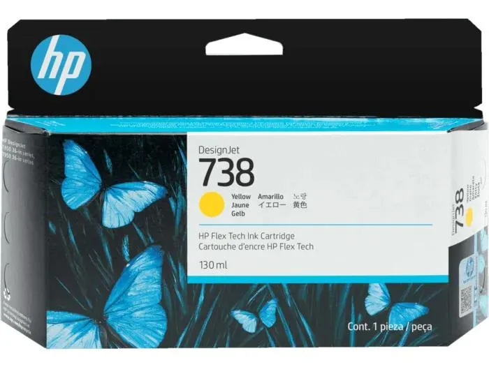 HP HP 498N7A 738 130-ml Yellow DesignJet Ink Cartridge — product photo