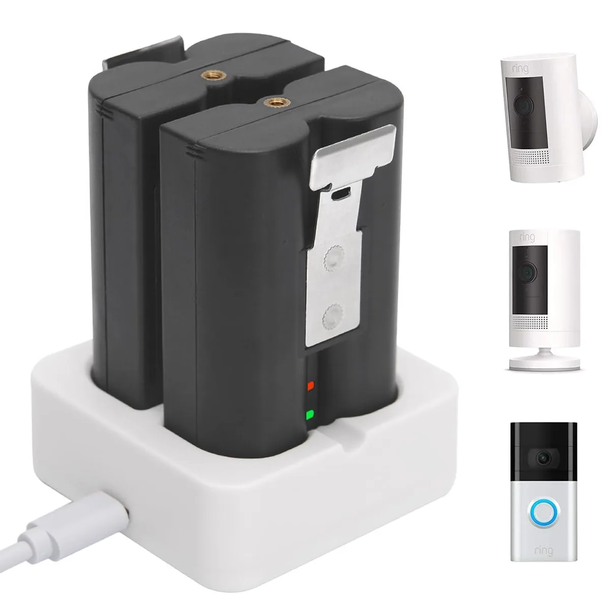  YUELAN Quick Release Camera Battery Pack V4 6040mAh 2-Pack with White Charger Station — product photo