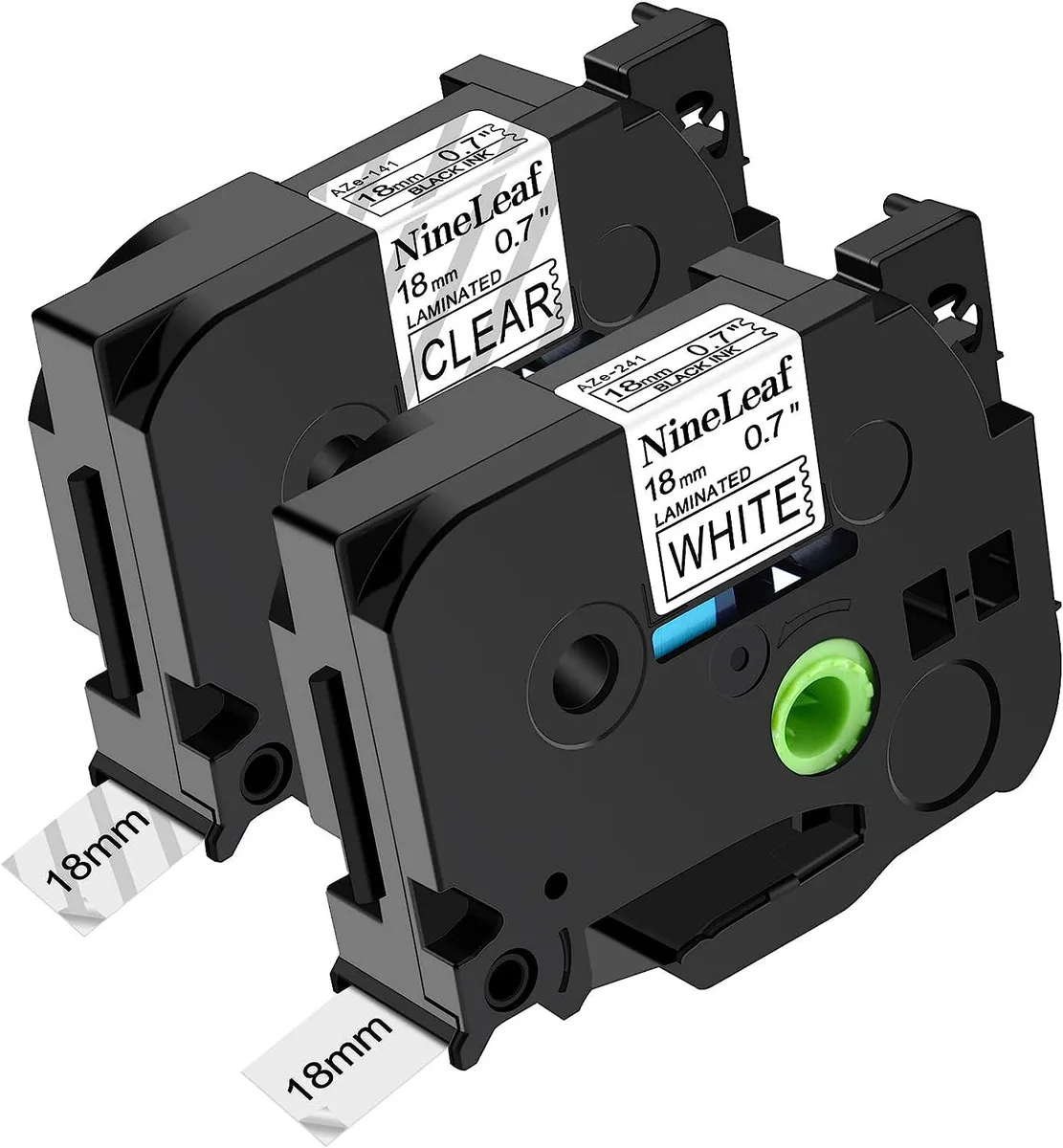 NShi NShi Label Tape 2 Pack 18mm Black on White Clear TZe-141 TZe-241 3D Printers Accessories — product photo