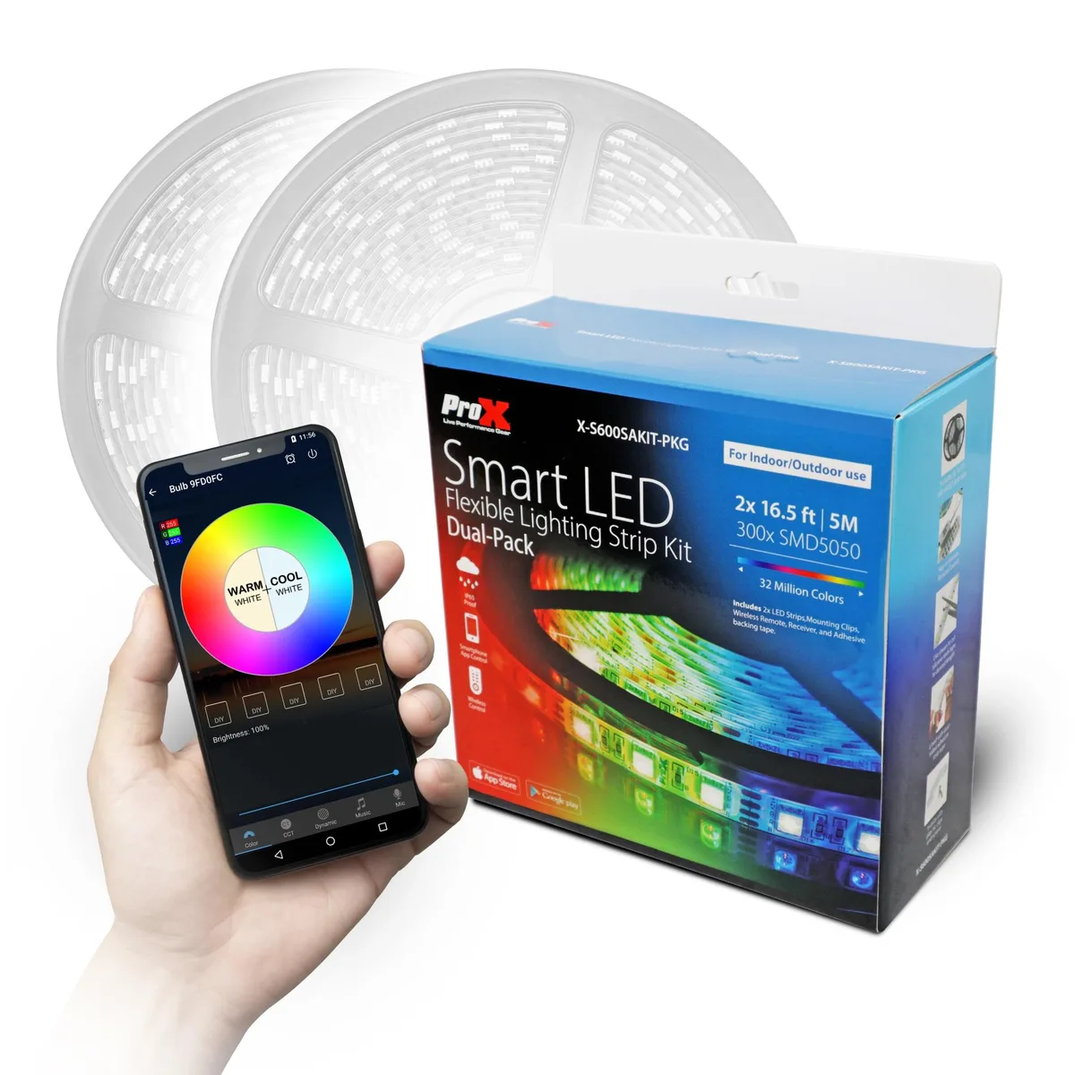 ProX ProX X-S600SAKIT-PKG Smart LED Strip Kit 16.5 ft 300 LEDs IP65 — product photo