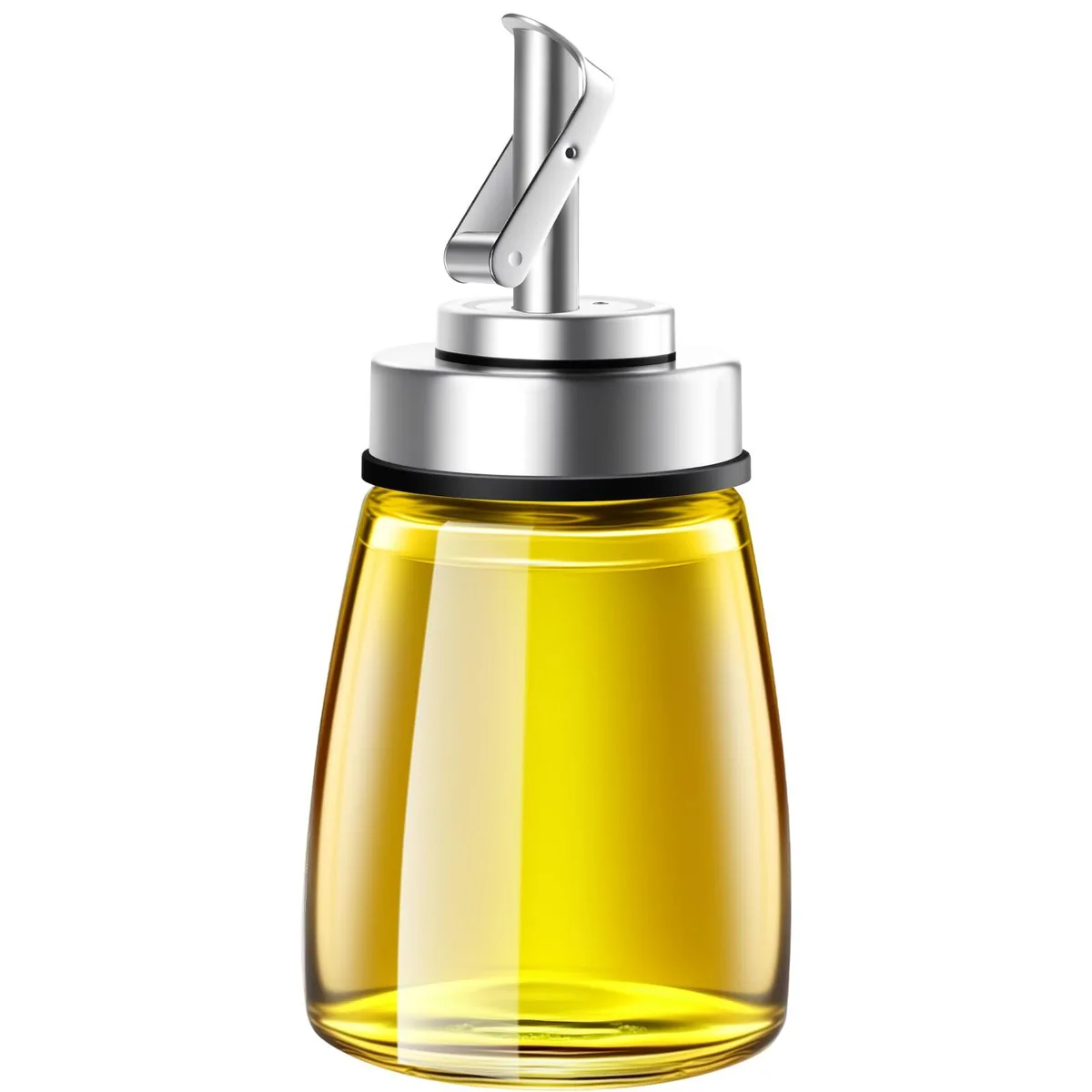  Glass Oil Dispenser 6oz Stainless Steel Spout Automatic Lid — product photo