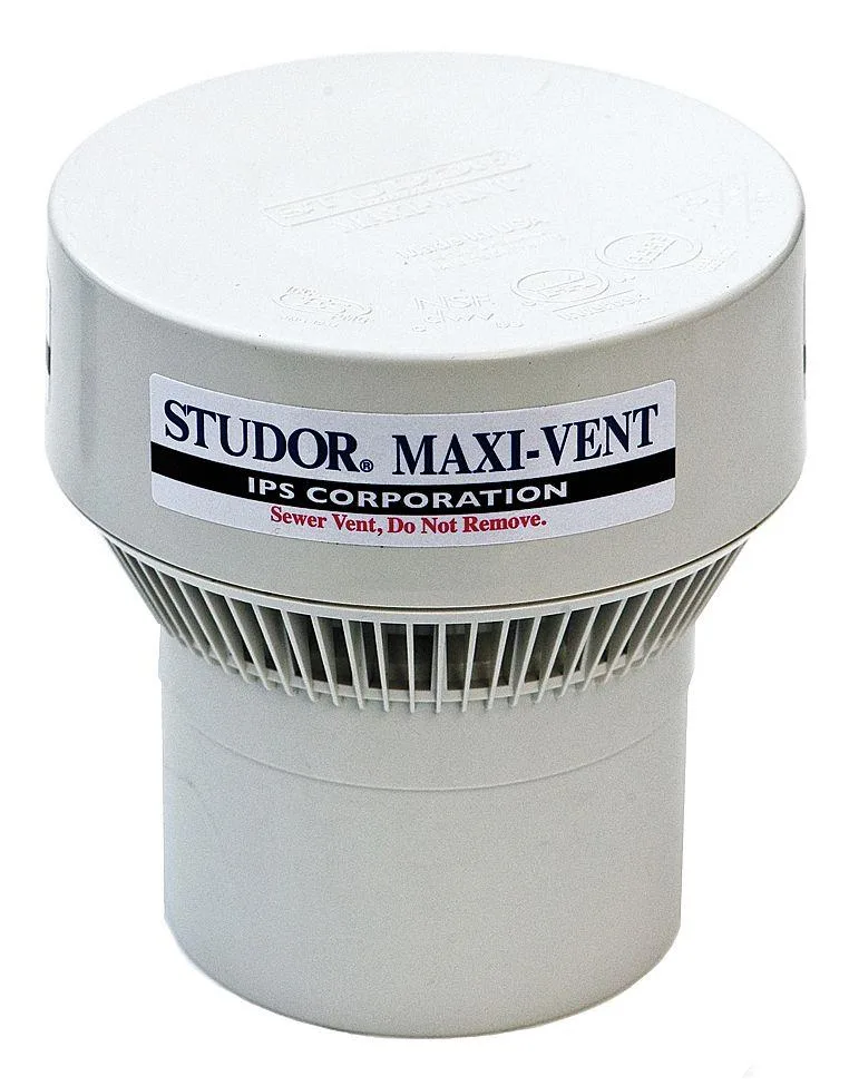 White round plastic air admittance valve with silicone membrane