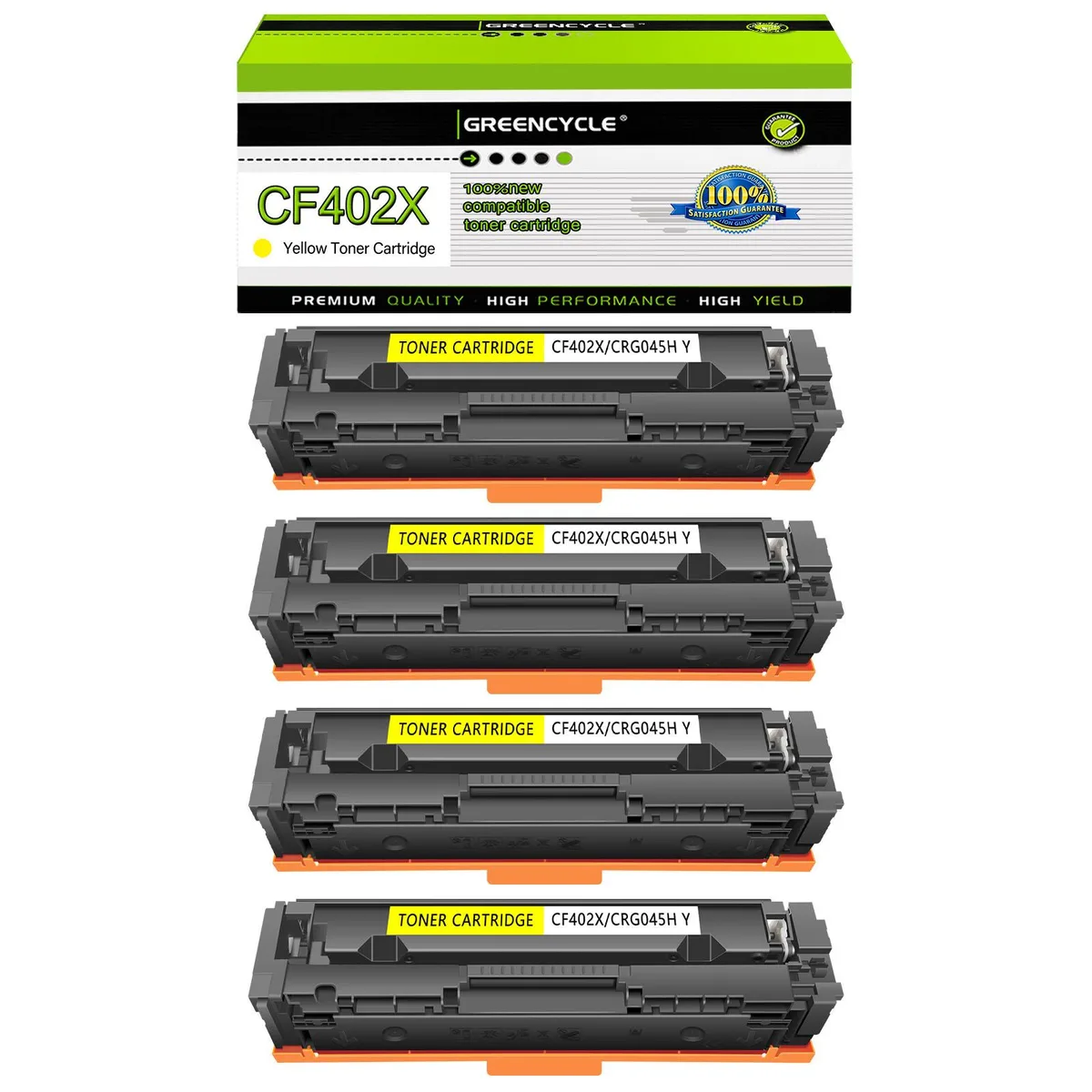 GREENCYCLE GREENCYCLE CF402X Yellow Toner Cartridge 4 Pack 2300 Pages — product photo