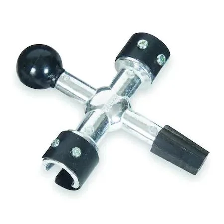 Aluminium 4-way battery terminal cleaner with steel handle, 10 inches long