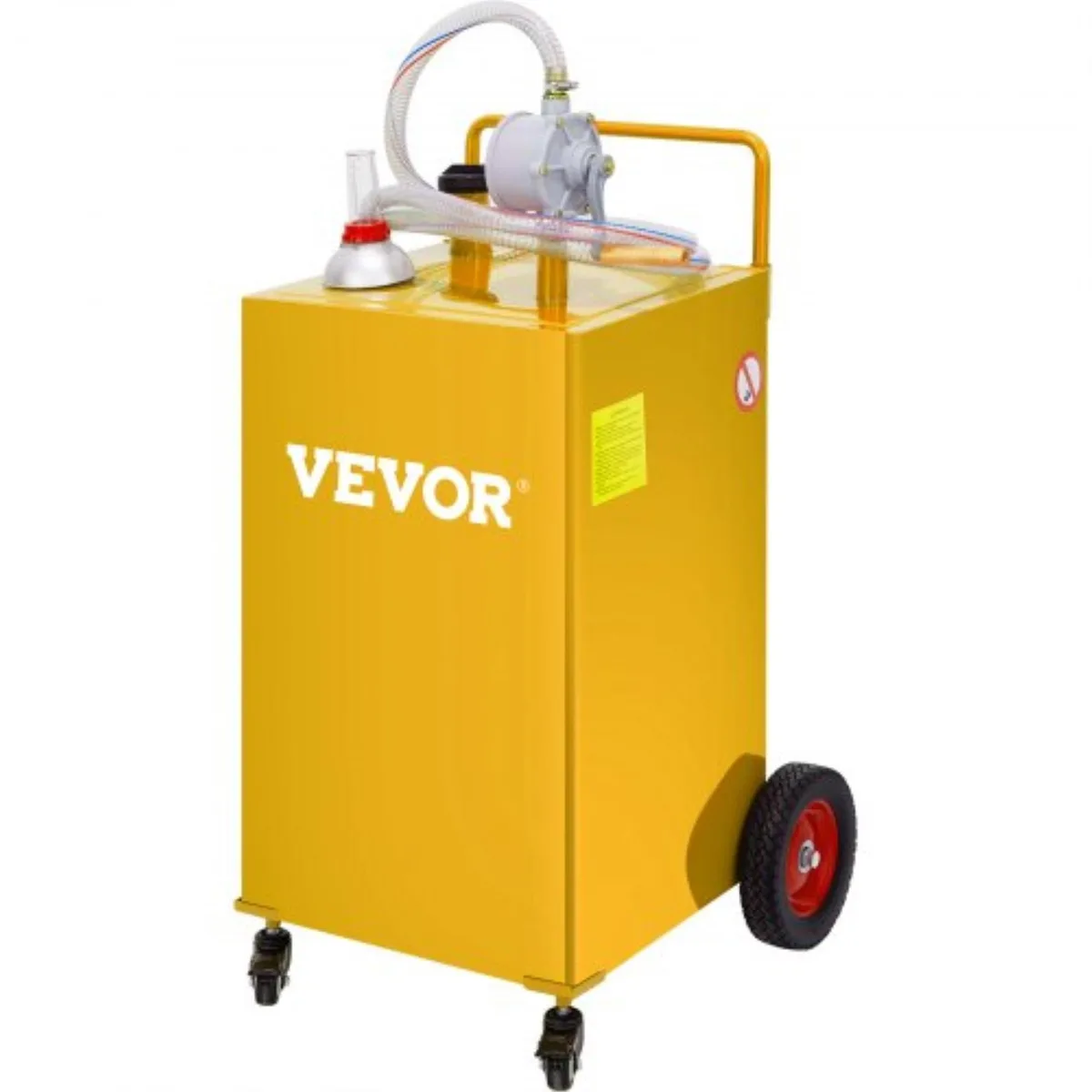 VEVOR VEVOR 35 Gallon Fuel Caddy, Yellow, Two-Way Rotary Pump, 10" Wheels — product photo