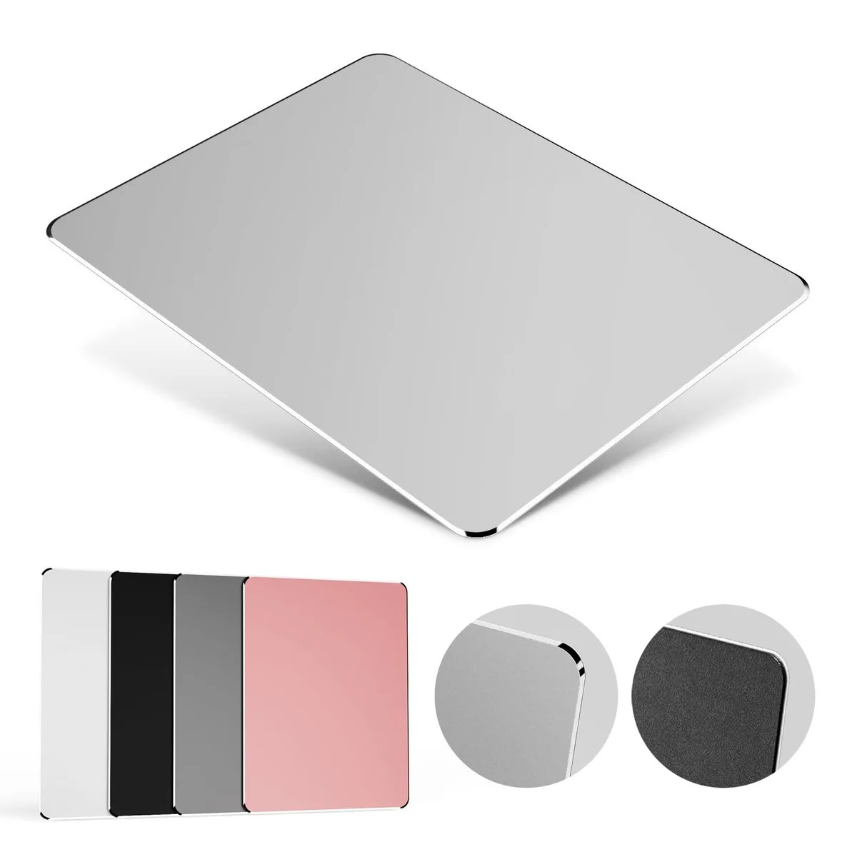  HONKID HK020 Hard Metal Mouse Pad Silver 9.1 x 7.1 in — product photo