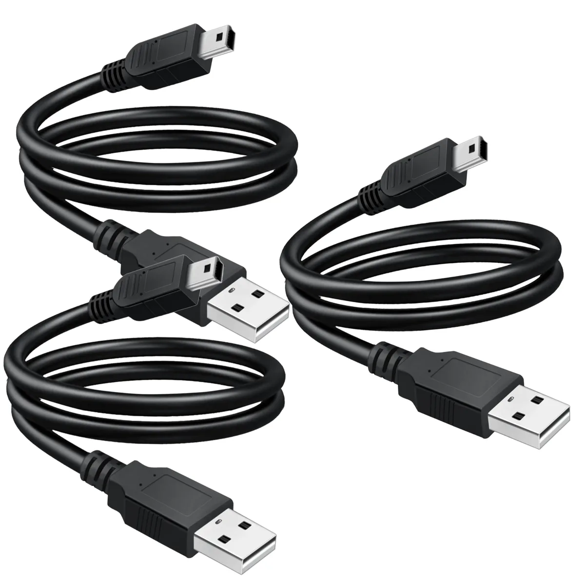 No Sew No Sew USB 2.0 A to Mini B Cable 3 Pack 1ft Black — product photo