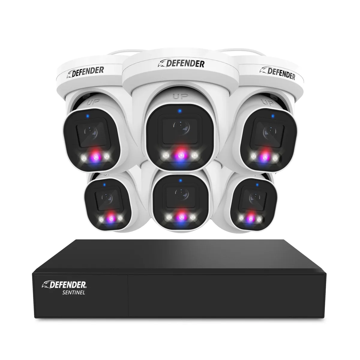 Defender Defender Sentinel Pro Turret 4K 8CH NVR PoE Security System 6 Cameras 1TB HDD — product photo