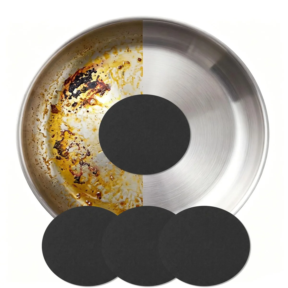 Three ultra-thin flexible stainless steel cleaning sponges