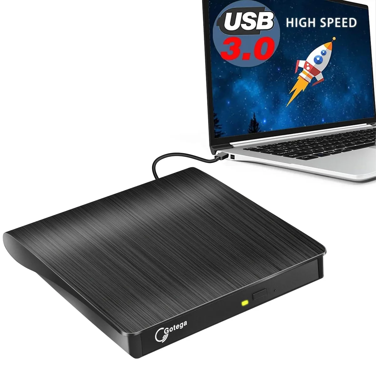  Gotega External DVD Duplicator USB 3.0 8xDVD 24xCD Black — product photo