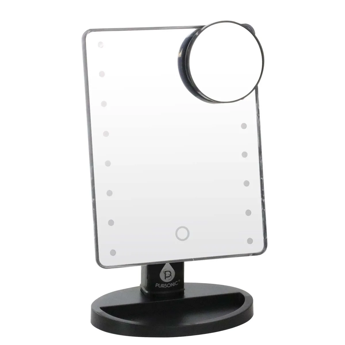 Pursonic Pursonic 510111593M LED Dimmable Touch Bath Mirror 16 LED 180° Swivel Detachable 5x Mini Mirror Black — product photo
