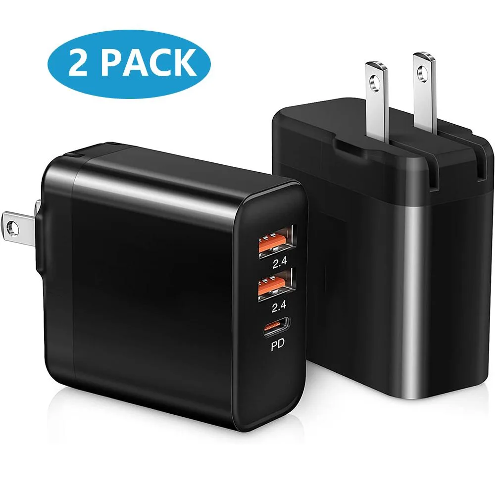 AUTYUE AUTYUE 30W 3-Port USB-C Charger 2-Pack Black — product photo